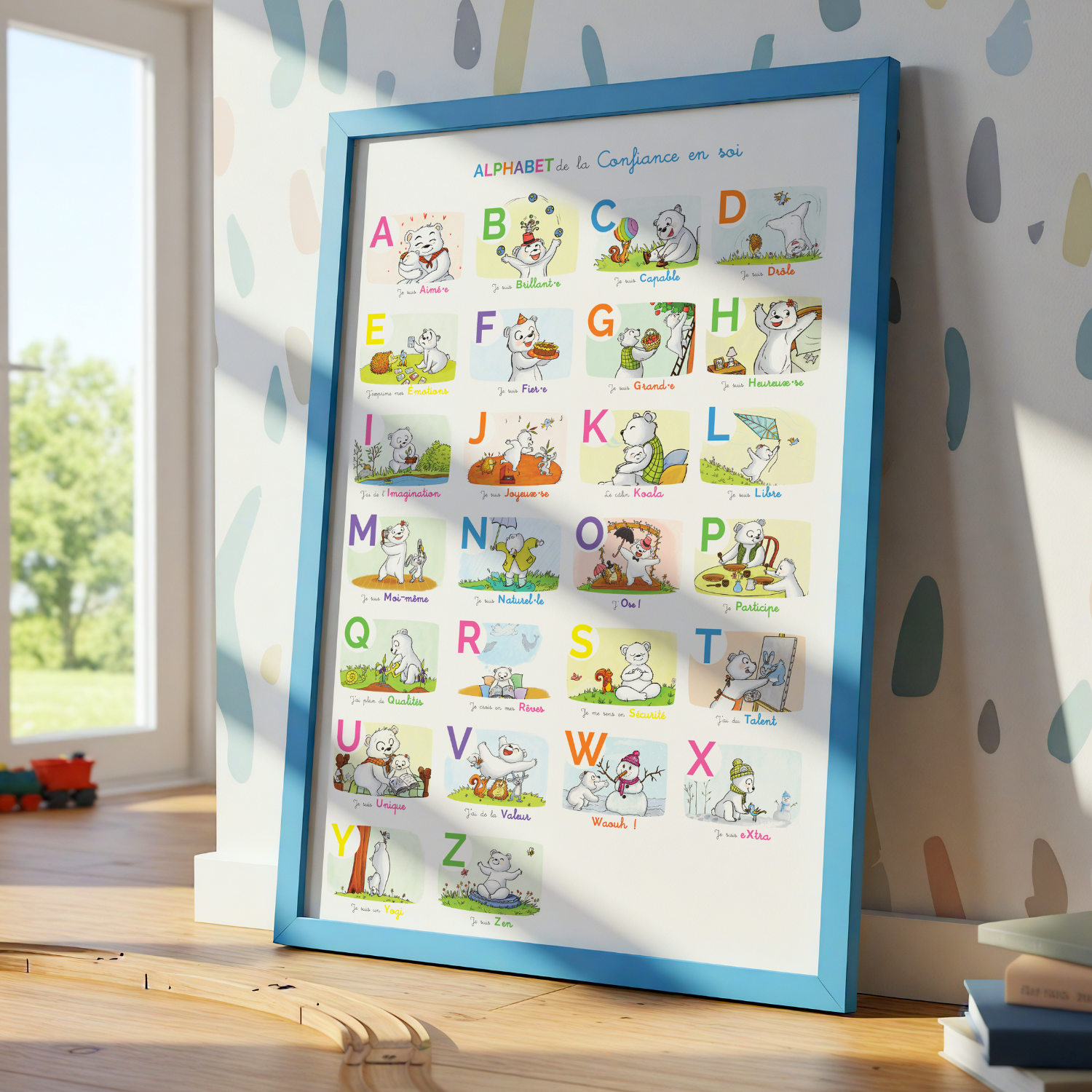 Affiche deco enfant alphabet de la confiance en soi