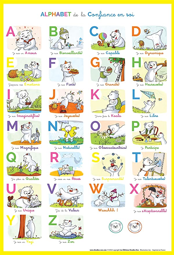 Affiche alphabet de la Confiance en soi 26 mots positifs