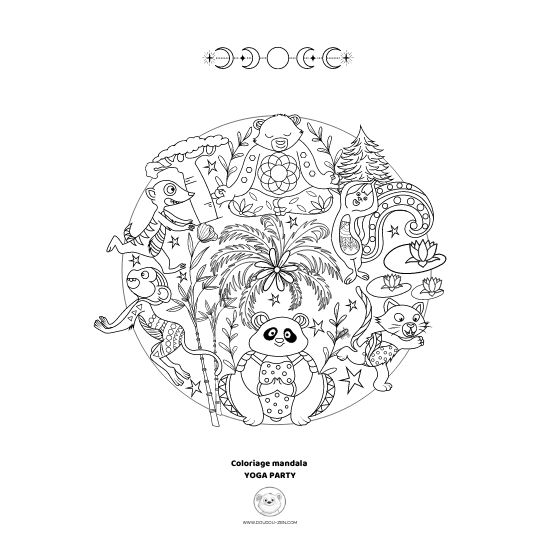 Coloriages mandala YOGA PARTY - Doudou Zen