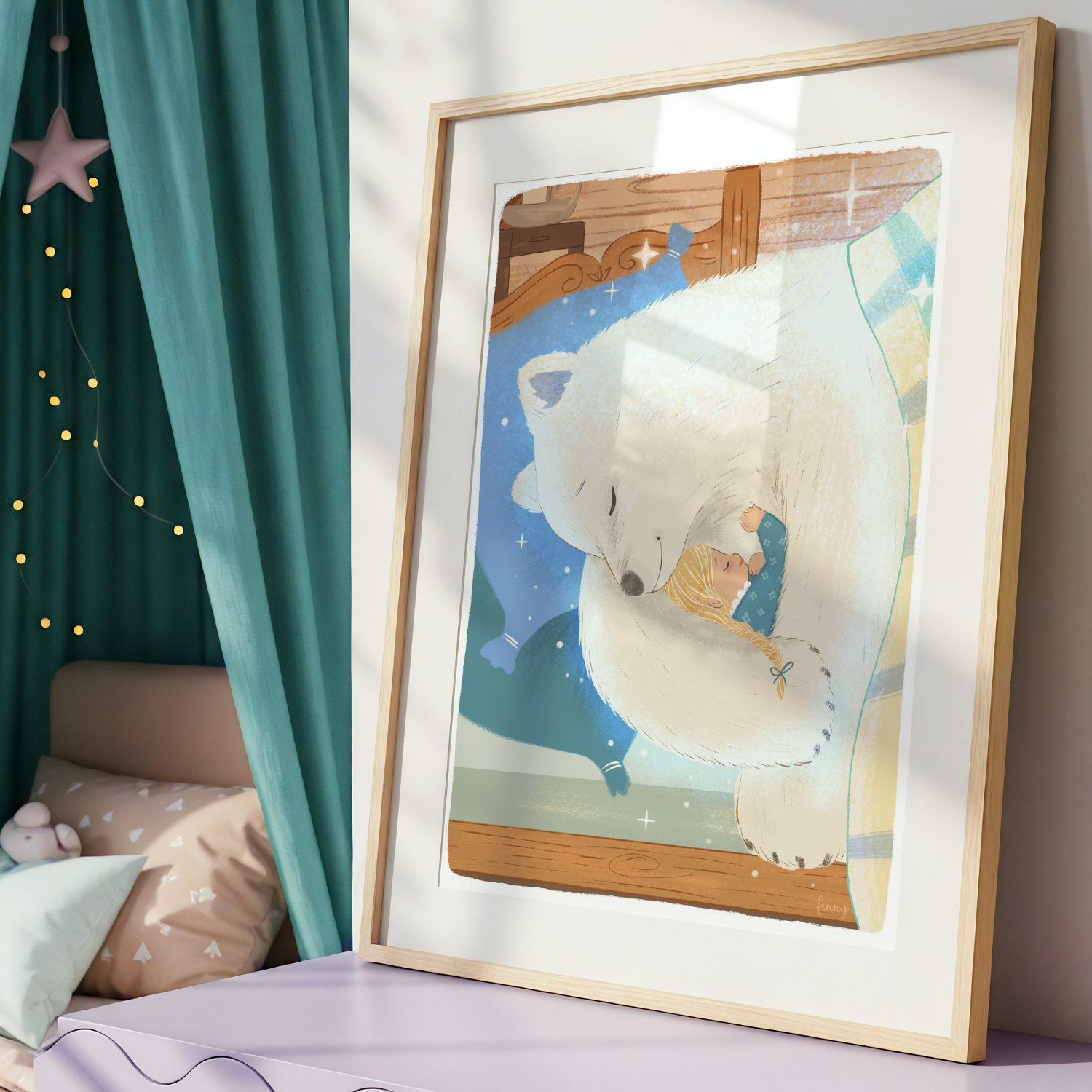 affiche deco chambre enfant un dodo bien au chaud ours polaire