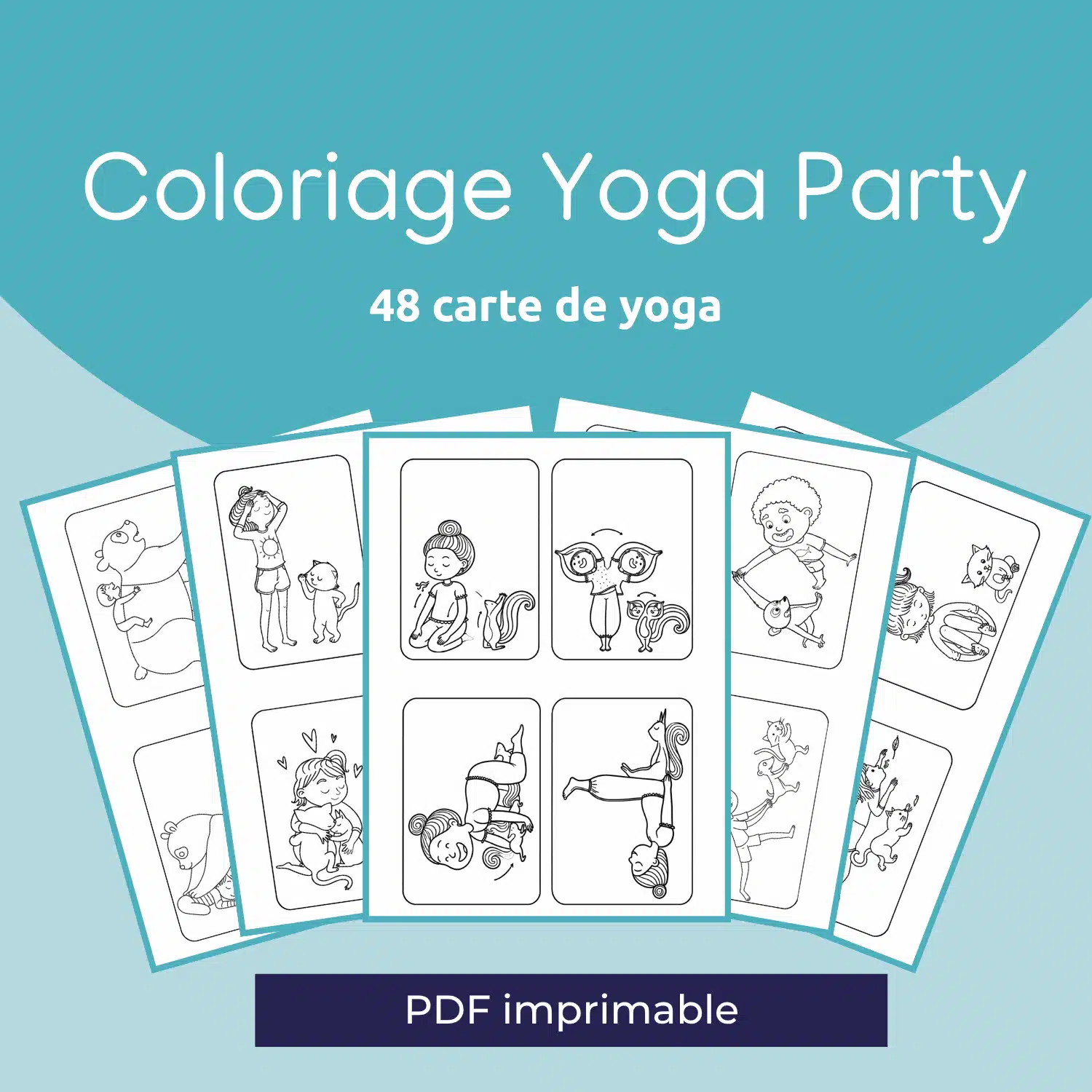 Cartes de postures de yoga à colorier pour enfants, Doudou Zen
